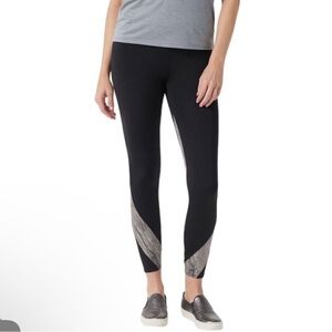 Soulgani Active Petite Black and Gray Active Leggings Size MP